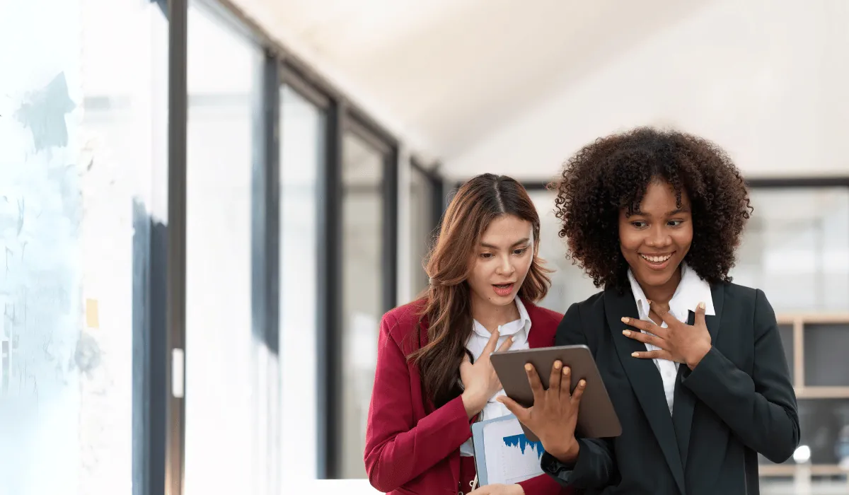 2 people exited about language test result